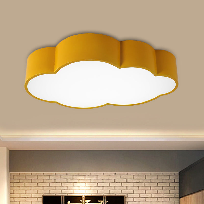 White/Red/Yellow Cloud Flush Ceiling Light Kids Acrylic Flush Mount Recessed Lighting for Kindergarten
