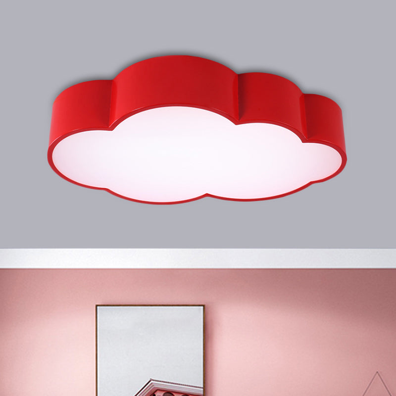 White/Red/Yellow Cloud Flush Ceiling Light Kids Acrylic Flush Mount Recessed Lighting for Kindergarten