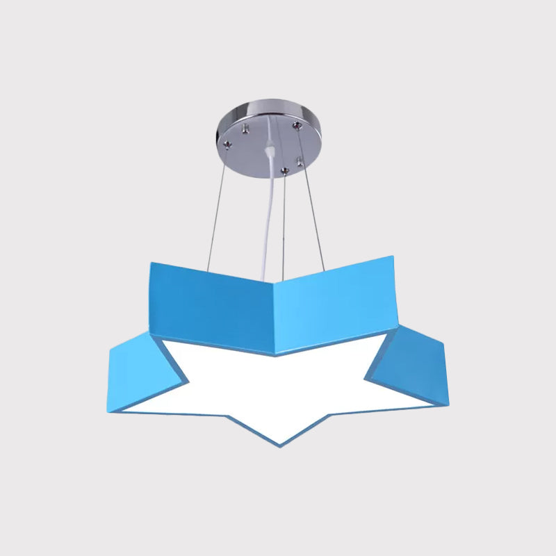 Red/Blue Five-Pointed Star Chandelier Light Children LED Acrylic Ceiling Suspension Lamp