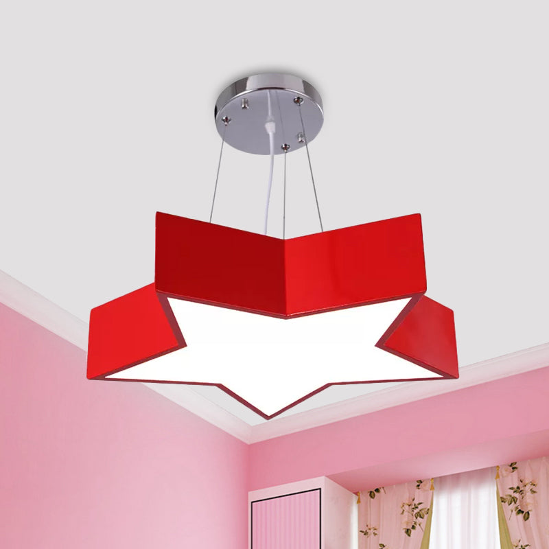 Red/Blue Five-Pointed Star Chandelier Light Children LED Acrylic Ceiling Suspension Lamp