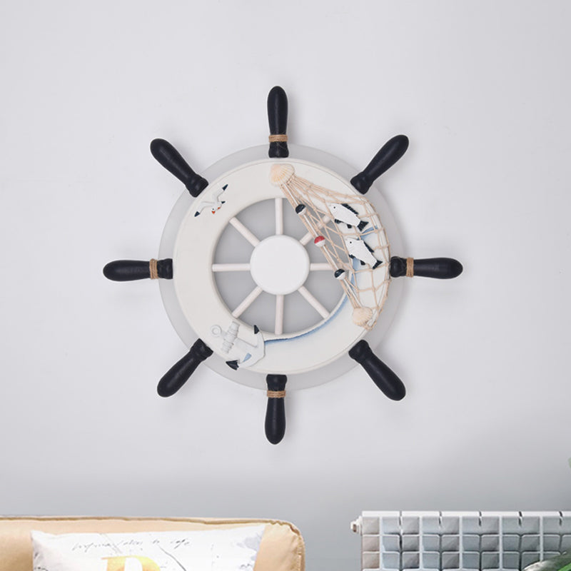 Rudder Bedside Wall Mounted Lamp Acrylic LED Creative Wall Sconce Lighting in Light Blue/White