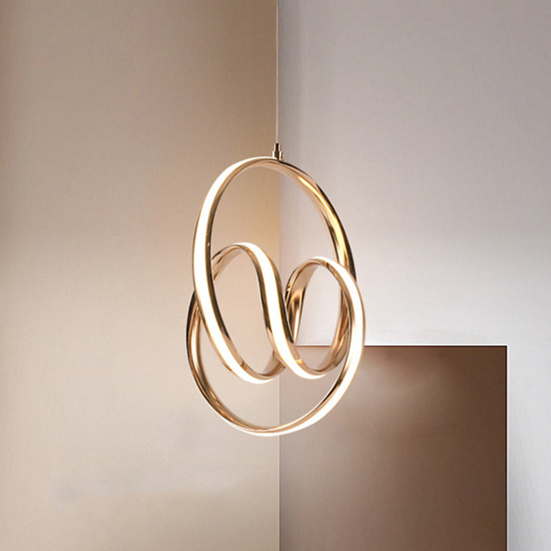 Twining Aluminum LED Pendant Lighting Simplicity Rose Gold Ceiling Suspension Lamp in Warm/White Light