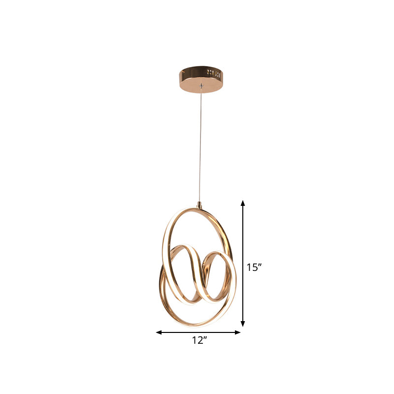 Twining Aluminum LED Pendant Lighting Simplicity Rose Gold Ceiling Suspension Lamp in Warm/White Light