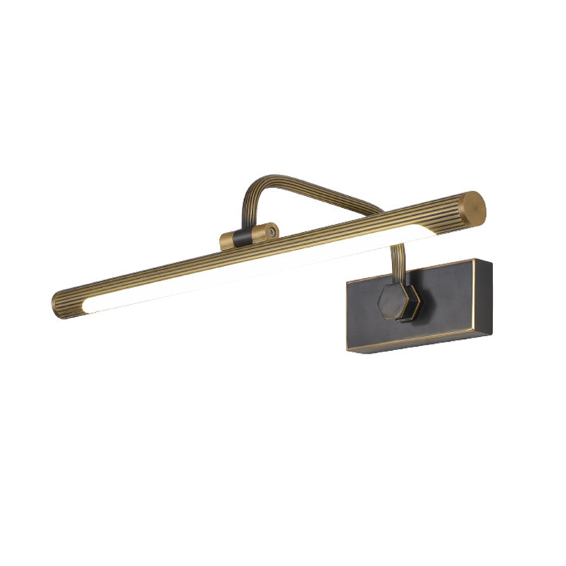 Tube LED Vanity Wall Light Simplicity Metallic Black and Gold Wall Mounted Lamp with Swing Arm