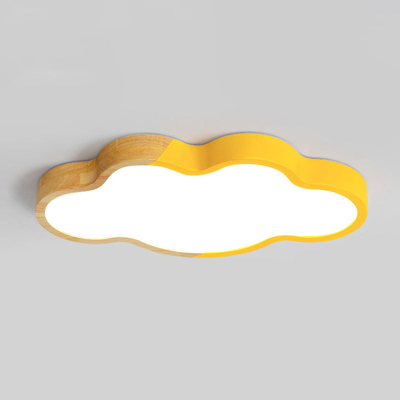 Metallic Cloud Flush Mount Light Modern Style White/Yellow/Green LED Ceiling Fixture for Great Room