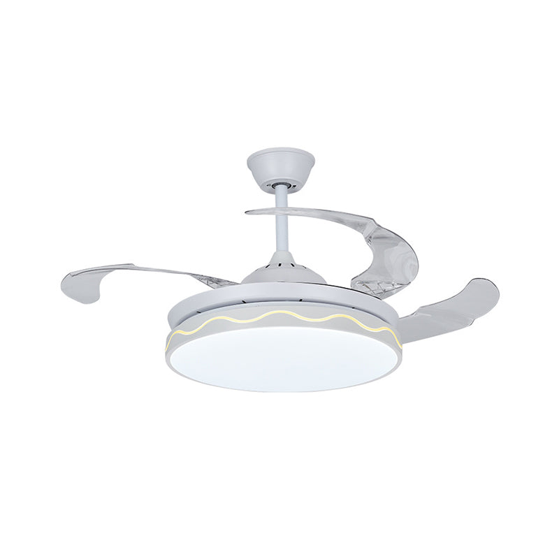 Circulair plafondventilator Lichte bevestiging Eenvoudig metaal 42 "W LED Wit semi-spoelbevestiging met golvende lijnontwerp, 3-blade
