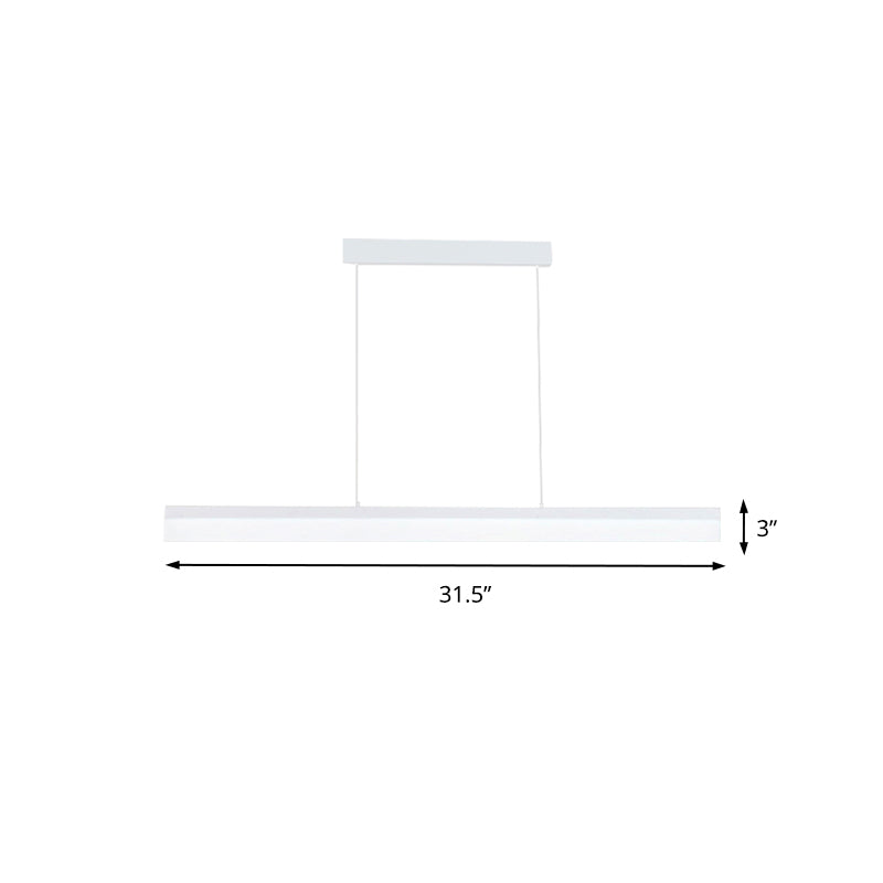 Black/White/Brown Linear Pendant Lighting Minimalist Metal LED Hanging Light in Warm/White/Natural, 31.5"/39"/47" Wide