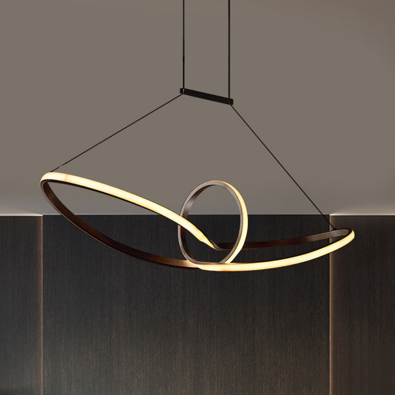 Metal Knotting Island Pendant Simplicity Black/White LED Suspension Lighting in Warm/White Light