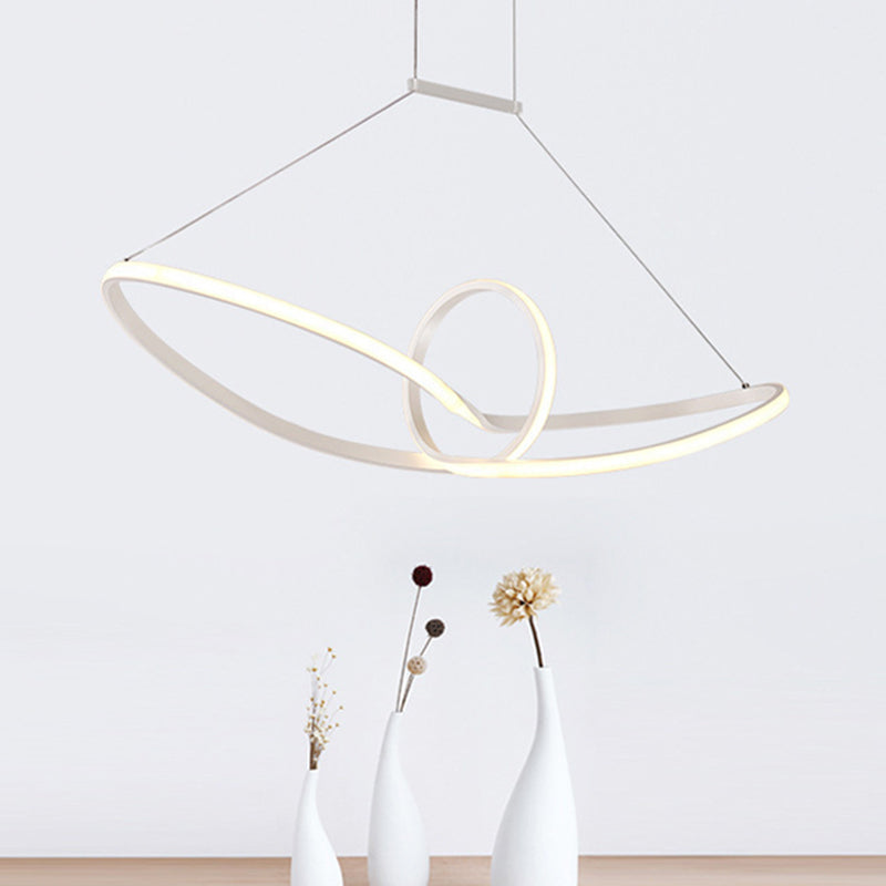 Metal Knotting Island Pendant Simplicity Black/White LED Suspension Lighting in Warm/White Light