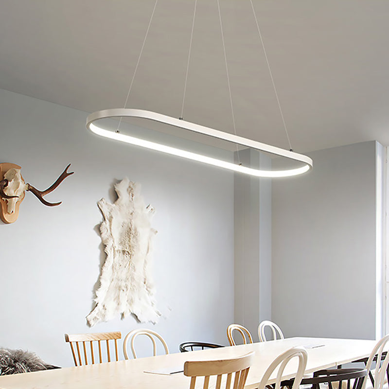 Fun a soffitto del ristorante a LED lampada moderna di isola bianca/bianca con tonalità in metallo ellisse, luce calda/bianca