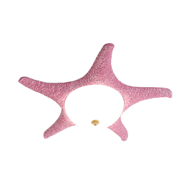 Harz Starfish Flush Beleuchtung Kinder Stil LED Deckenmontage Leuchte in Pink/Yellow/Blau, Warm/Weiß Licht