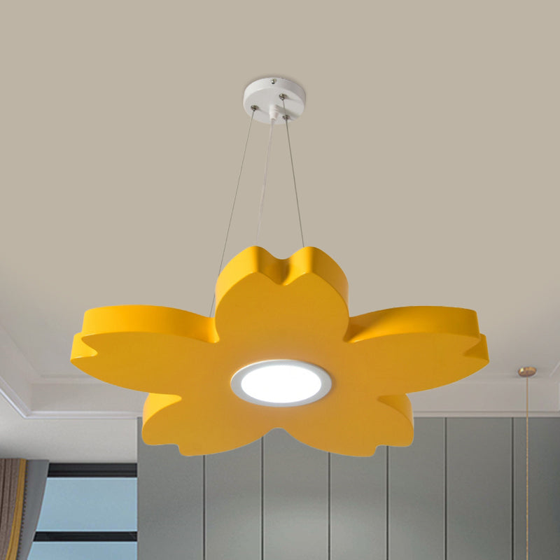 Red/Yellow/Blue Flower Chandelier Lamp Contemporary LED Metallic Ceiling Hang Fixture for Playing Room