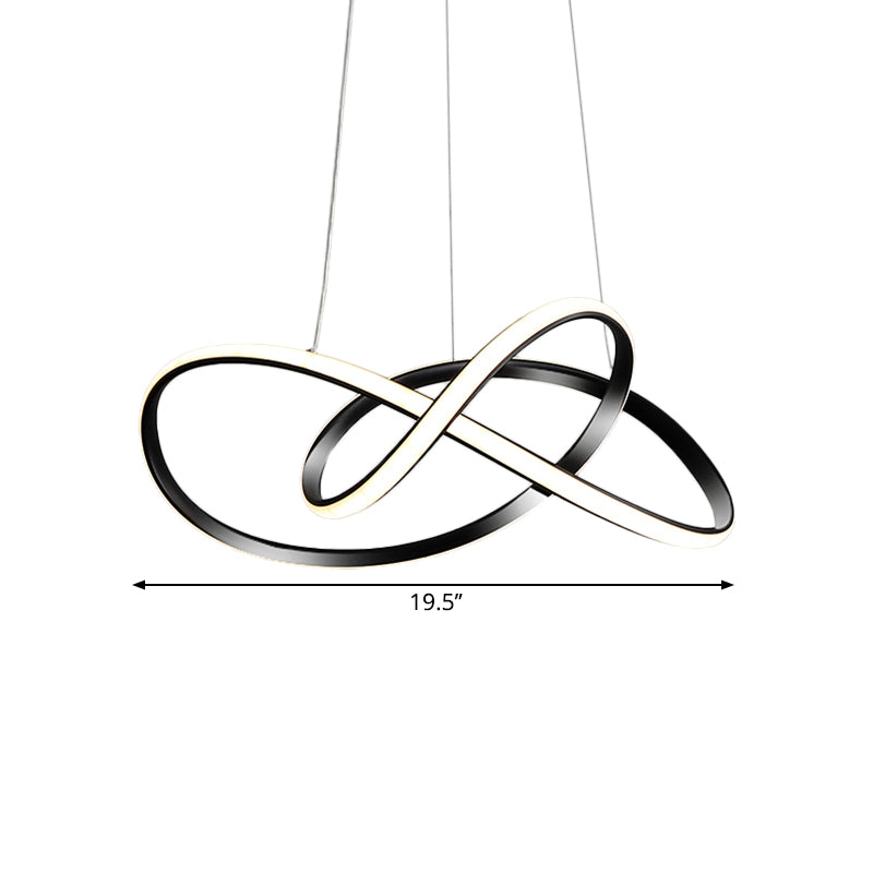 Knotting Ceiling Chandelier Minimalist Metallic LED Restaurant Drop Pendant in Black