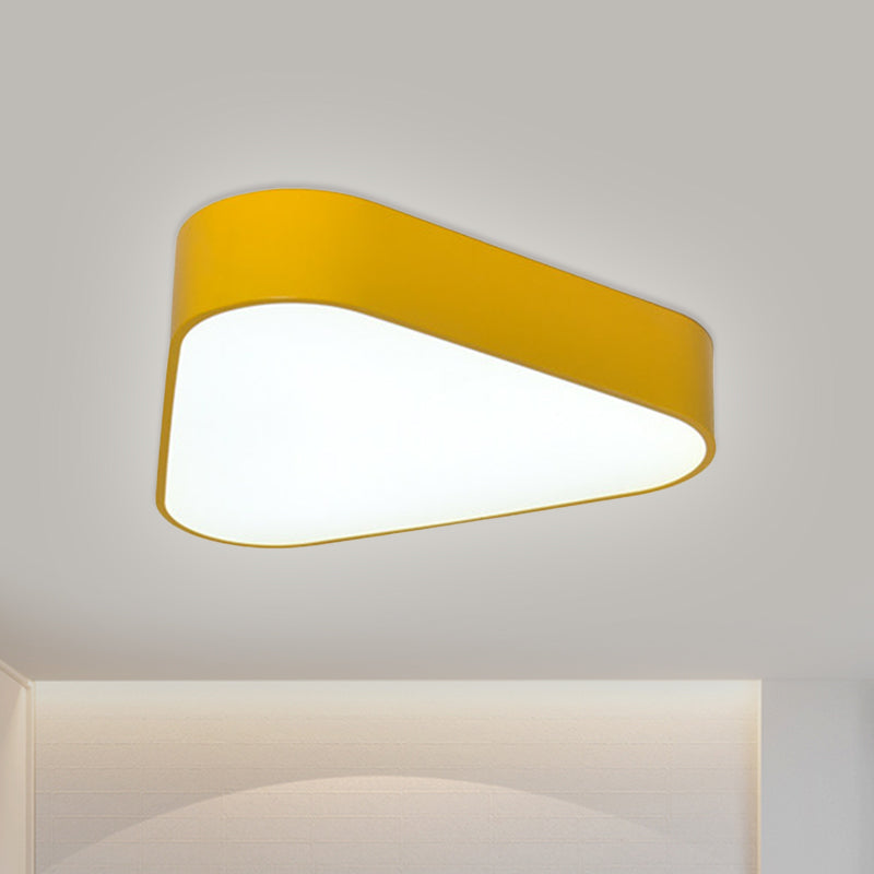 Triangular Acrylic Flush Mount Light Kids White/Yellow/Purple LED Close to Ceiling Lighting Fixture
