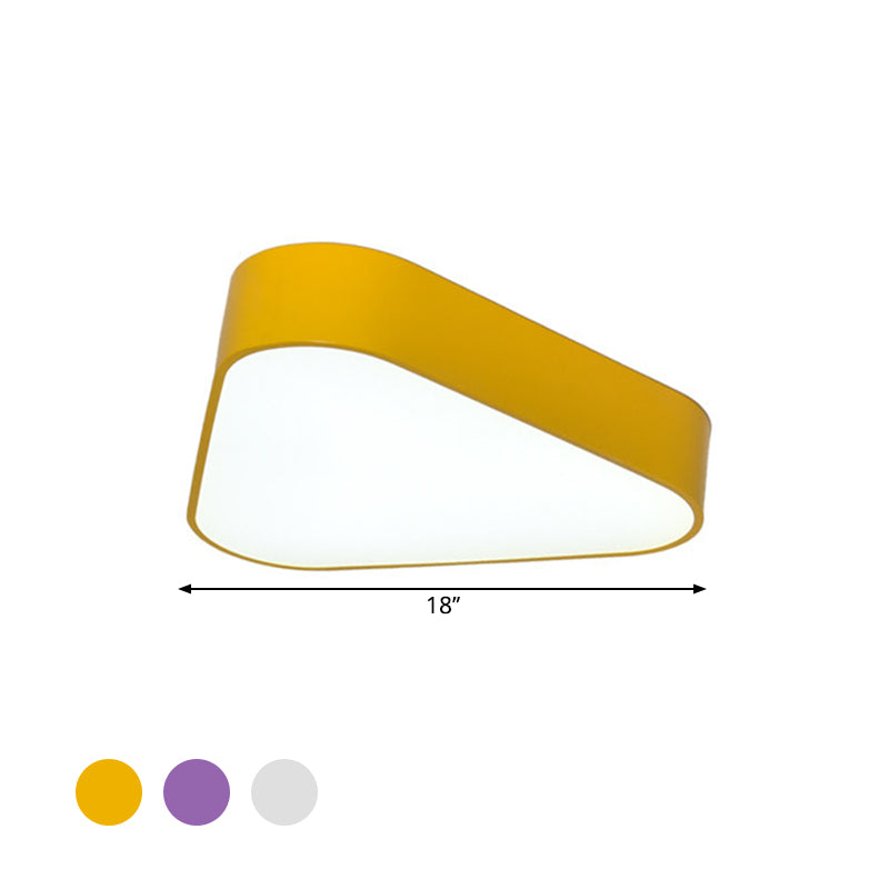 Triangular Acrylic Flush Mount Light Kids White/Yellow/Purple LED Close to Ceiling Lighting Fixture