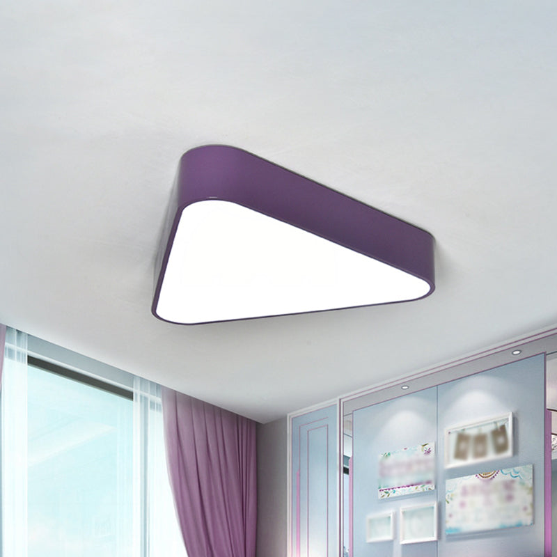 Triangular Acrylic Flush Mount Light Kids White/Yellow/Purple LED Close to Ceiling Lighting Fixture