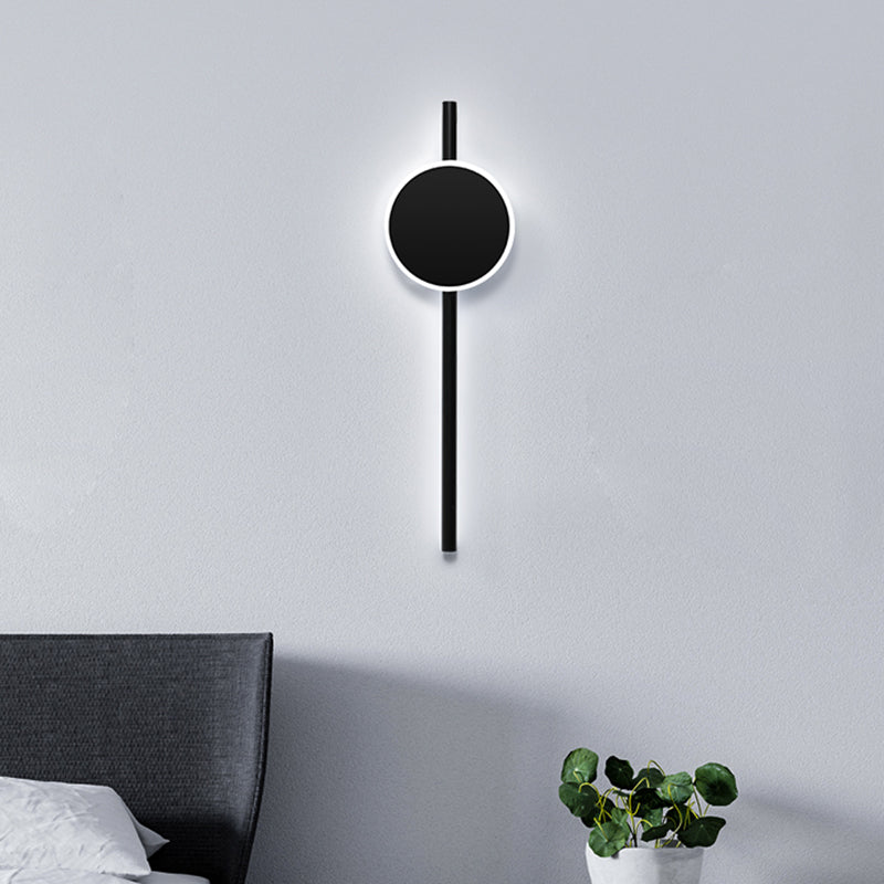 Noordse LED -vlakke wand SCONCE Zwarte ronde en balkwandverlichtingsideeën met metalen schaduw in warm/wit licht