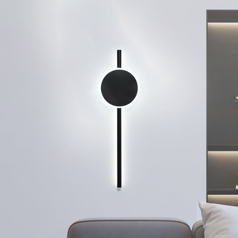 Noordse LED -vlakke wand SCONCE Zwarte ronde en balkwandverlichtingsideeën met metalen schaduw in warm/wit licht