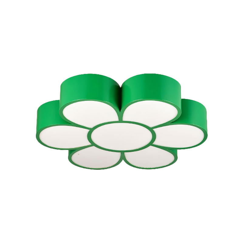 Kids Flower Ceiling Light Fixture Acrylic LED Kindergarten Flush Mount Lighting in Red/Yellow/Green