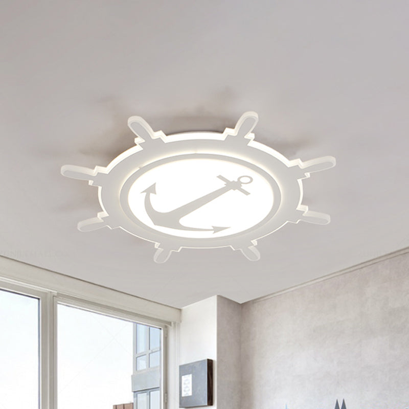 Rudder Baby Room Flush Mount Lamp Acrylic 16.5"/20.5"/24.5" Width LED Kids Close to Ceiling Light in Blue/White, Warm/White Light