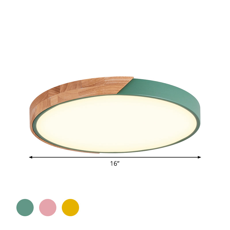 Rond plafondlamp, modern metaal, roze/geel/groen, LED-inbouwlamp, 16"/19,5" breed