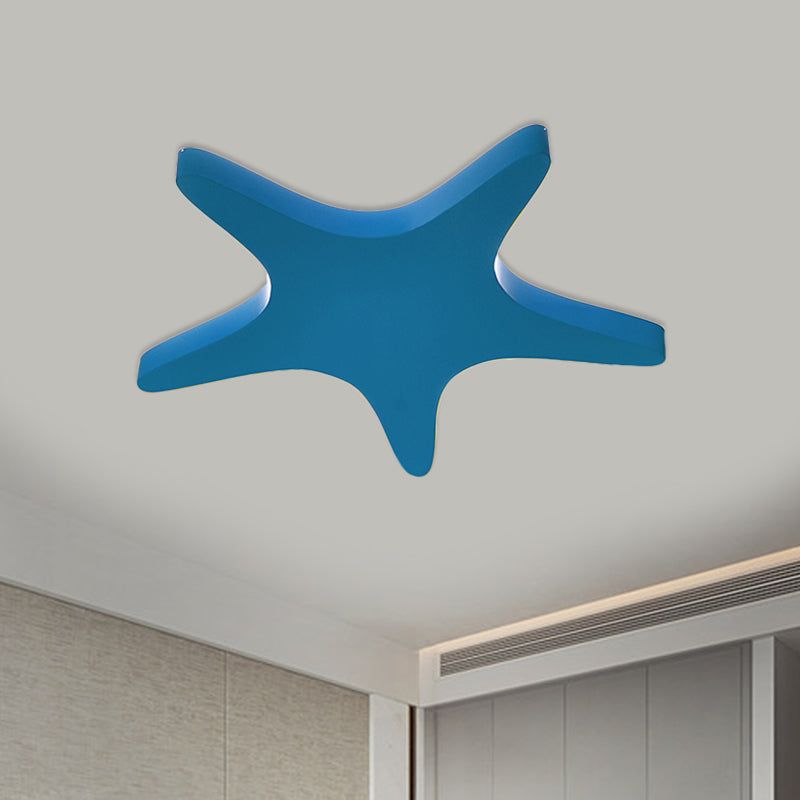 Metallic Star Ceiling Fixture Cartoon Yellow/Orange/Blue LED Flush Mount Lighting for Kids Room