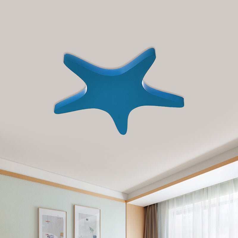 Metallic Star Ceiling Fixture Cartoon Yellow/Orange/Blue LED Flush Mount Lighting for Kids Room