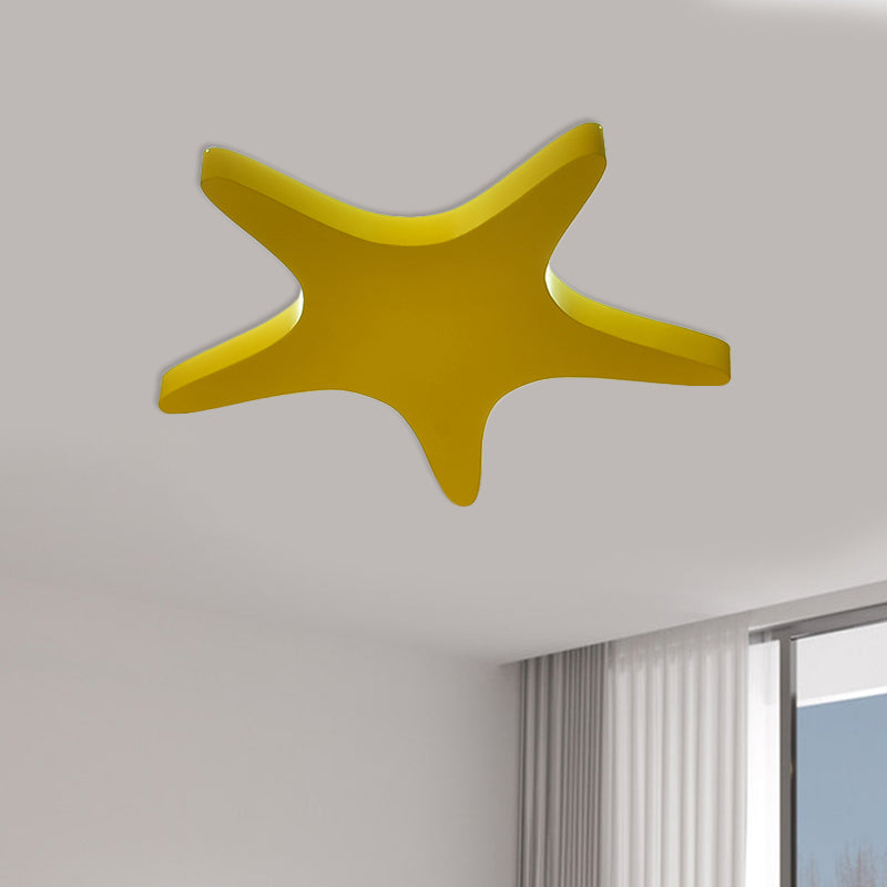 Metallic Star Ceiling Fixture Cartoon Yellow/Orange/Blue LED Flush Mount Lighting for Kids Room