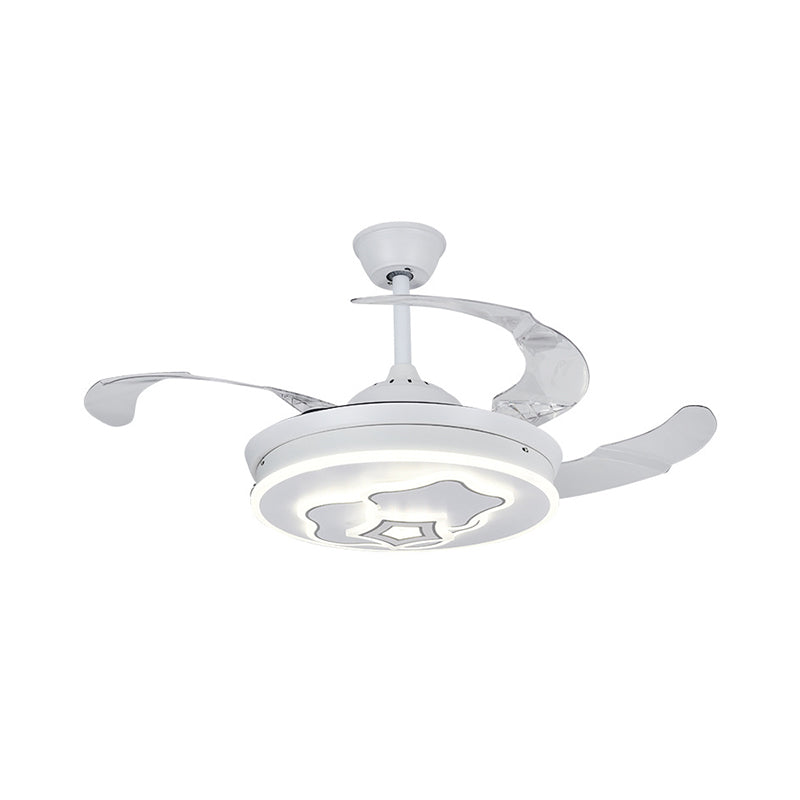 Luce a vite a pendente rotonda in metallo a 3 pale contemporanee a LED da 42 "a filo a filo con design a stella in bianco
