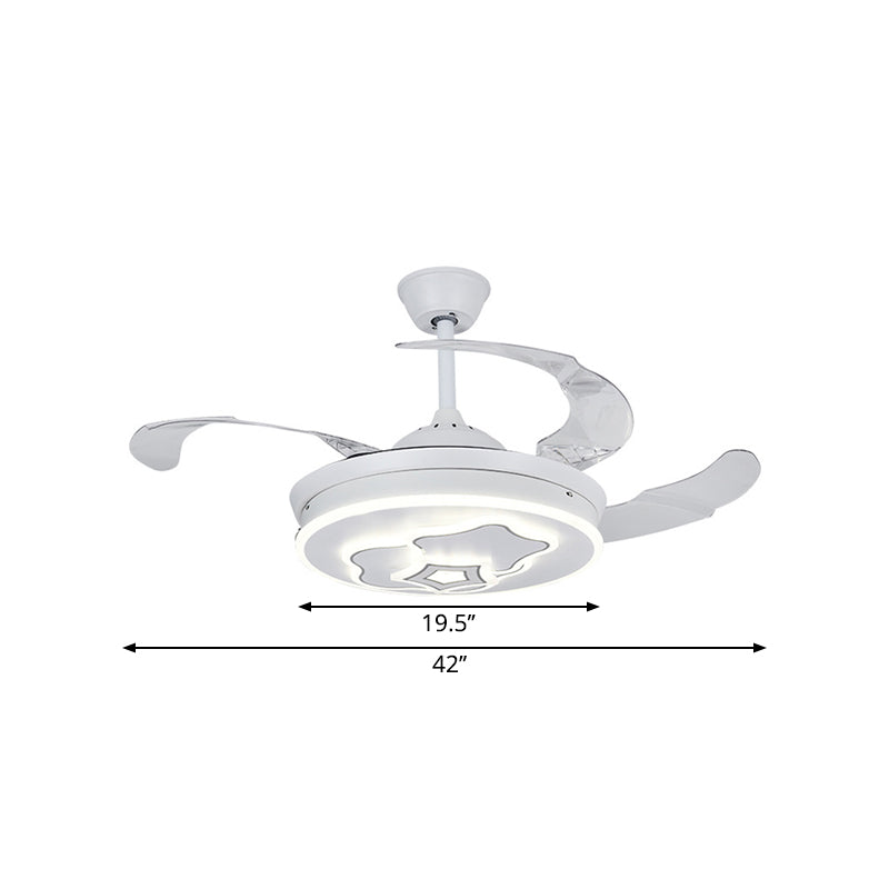 Luce a vite a pendente rotonda in metallo a 3 pale contemporanee a LED da 42 "a filo a filo con design a stella in bianco