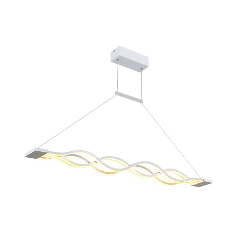 Wavy Line Island Lighting Ideas Minimalism Acrylic LED White Ceiling Pendant in Warm/White Light