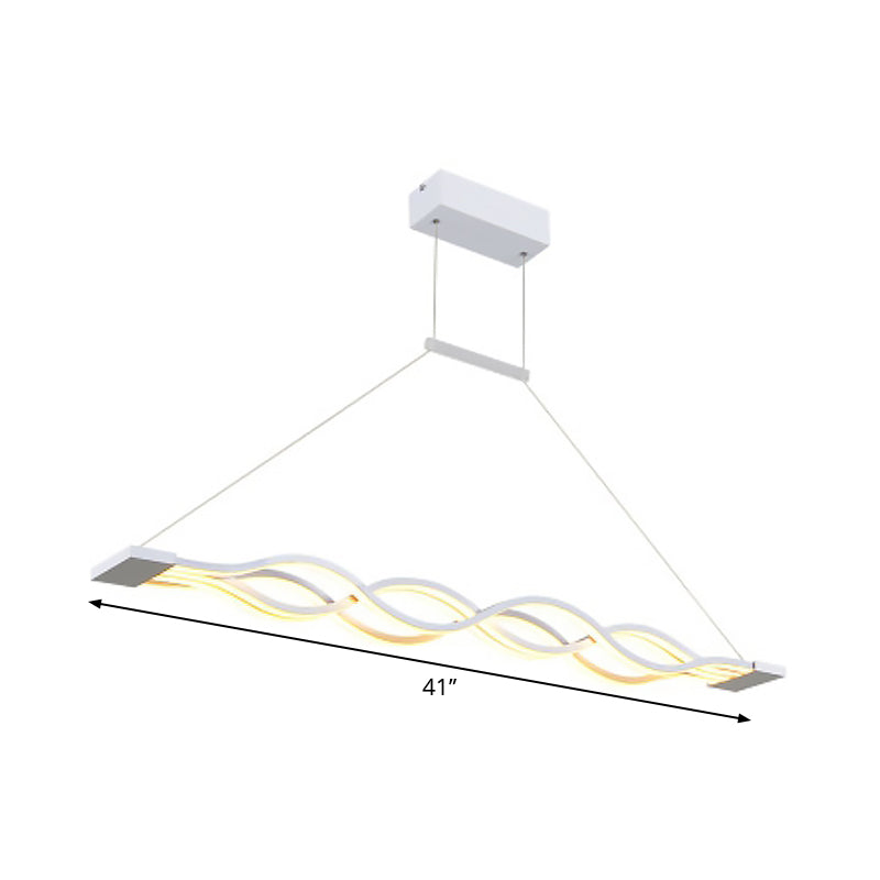 Wavy Line Island Lighting Ideas Minimalism Acrylic LED White Ceiling Pendant in Warm/White Light
