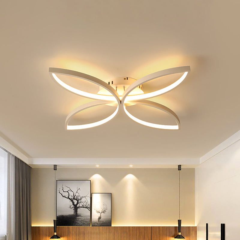 Clover Metallic Semi Flush Mount Modernism 23 "/29" Breite LED Weiß Deckenbeleuchtung in Warm/Weißes Licht