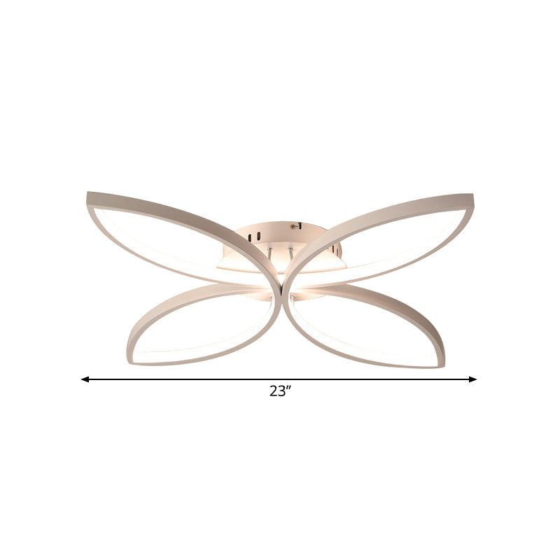 Clover Metallic Semi Flush Mount Modernism 23 "/29" Breite LED Weiß Deckenbeleuchtung in Warm/Weißes Licht