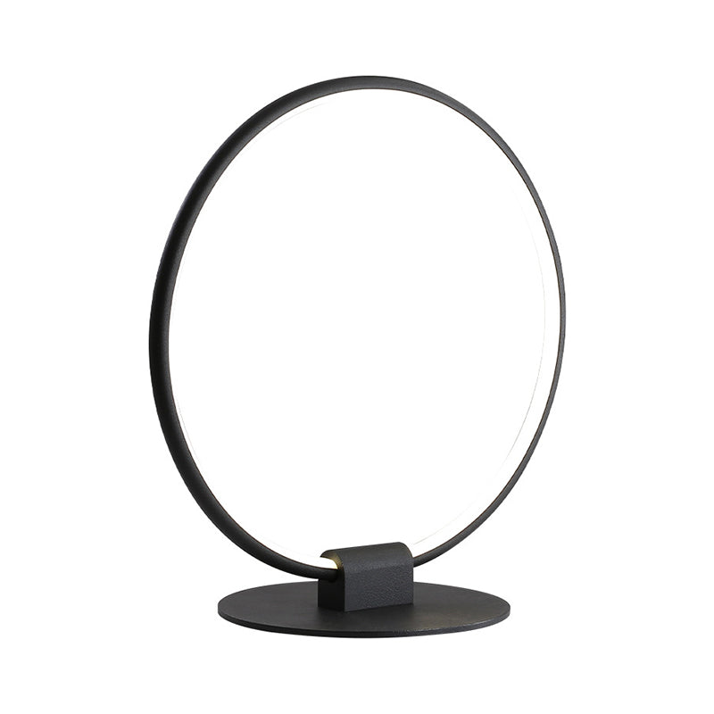 Ringmetall Tischlampe Modernismus führte schwarze Nachtbeleuchtung mit schlankem rundem Sockel in warmem/weißem Licht