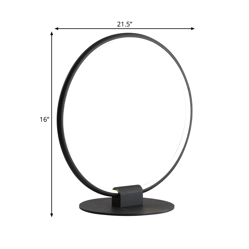 Ringmetall Tischlampe Modernismus führte schwarze Nachtbeleuchtung mit schlankem rundem Sockel in warmem/weißem Licht