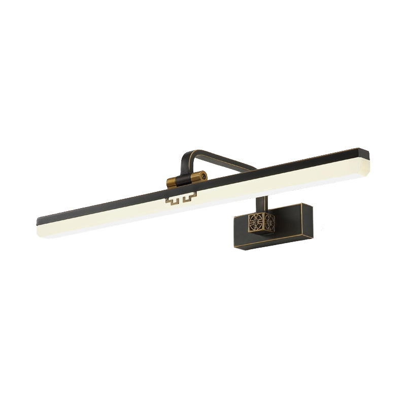 Contemporary Elongated Wall Sconce Metal Dressing Table LED Wall Vanity Light in Black/Brass