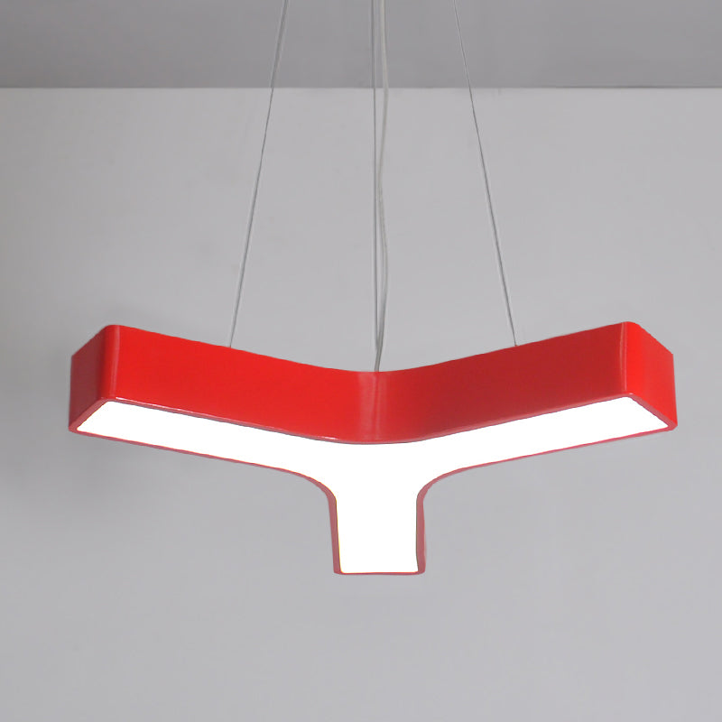 LED Kindergarten Chandelier Lamp Kids Red/Yellow Hanging Light Fixture with Y-Like Acrylic Shade