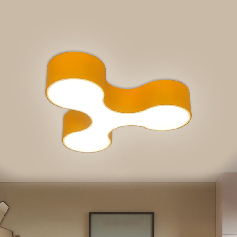 Nursery Room LED Flush Mount Lamp Macaroon White/Yellow/Blue Ceiling Light Fixture with Y-Shaped Acrylic Shade