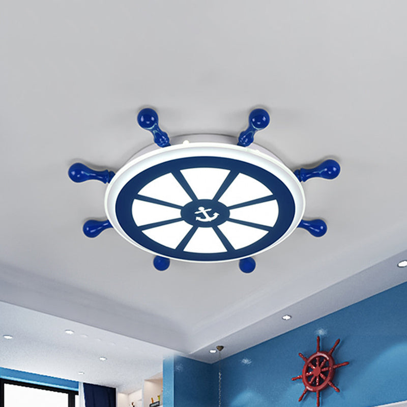 Acrylic Rudder Ceiling Lighting Kids 21.5"/25.5" Wide LED Blue Flush Mount Light in Warm/White Light