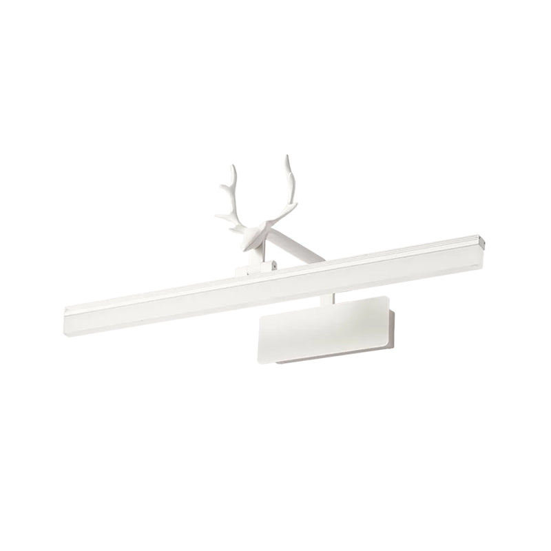 Lámpara de pared rectangular estilo moderno acrílico LED blancos de iluminación de tocador de tocador en luz cálida/blanca con diseño de asta de metal