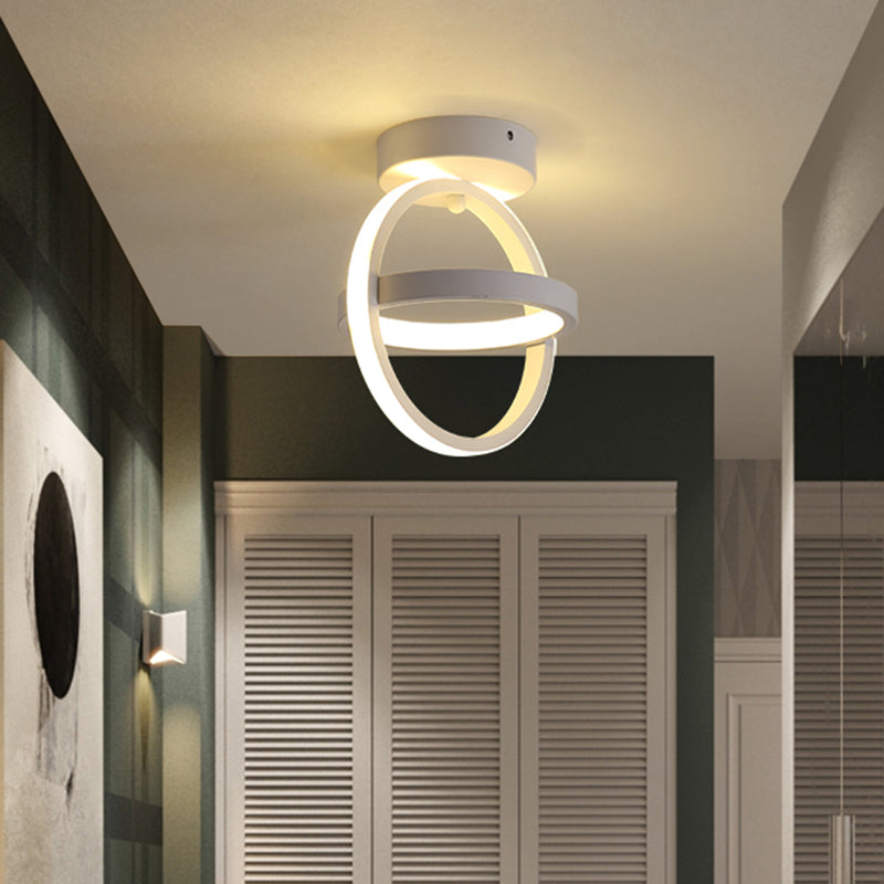 Plafonnier à cercle croisé noir/blanc, luminaire LED simple en métal, lumière chaude/blanche