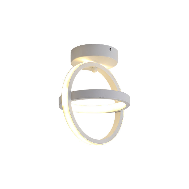 Plafonnier à cercle croisé noir/blanc, luminaire LED simple en métal, lumière chaude/blanche