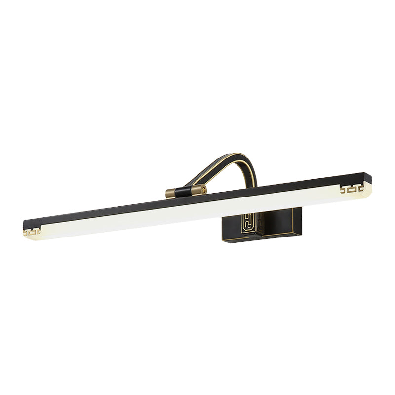 Elongated Dressing Table Vanity Lighting Metallic LED Contemporary Swing Arm Wall Lamp in Black