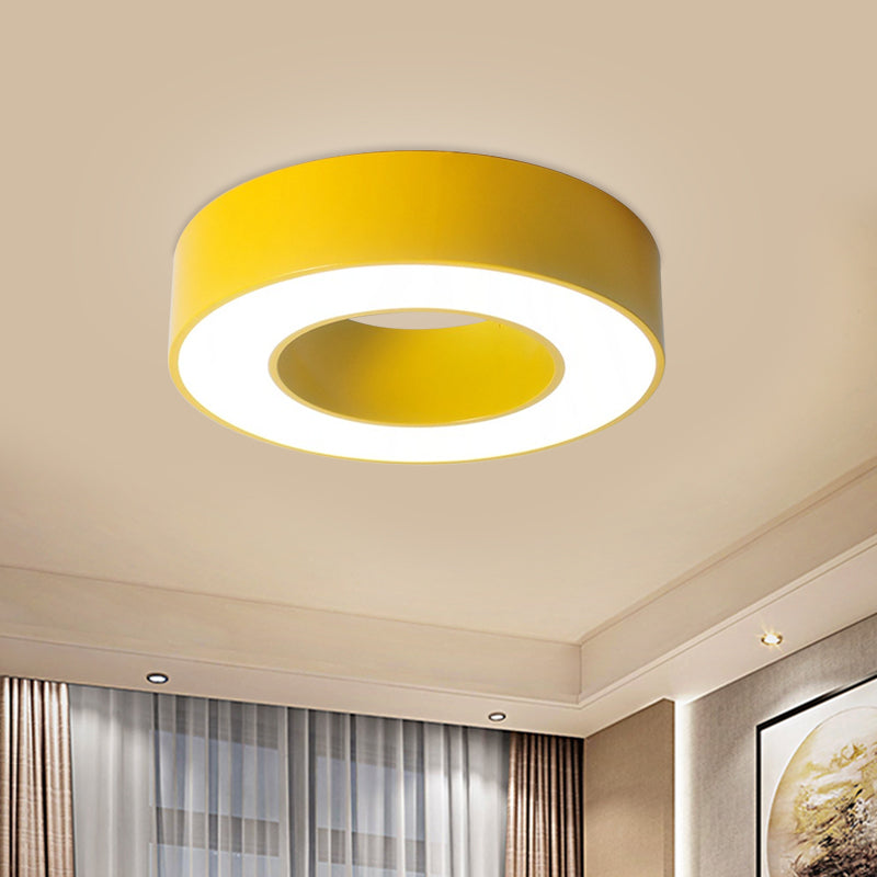 Plafonnier à tambour creux pour enfants, LED en acrylique bleu/rouge/jaune, luminaire proche du plafond