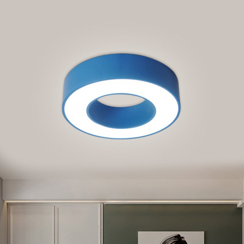 Plafonnier à tambour creux pour enfants, LED en acrylique bleu/rouge/jaune, luminaire proche du plafond