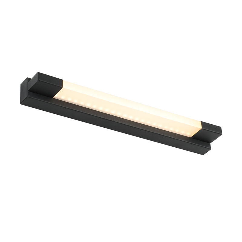 Simple Straight Vanity Mirror Light Metal LED Bathroom Wall Mounted Lamp in Black, Warm/White Light