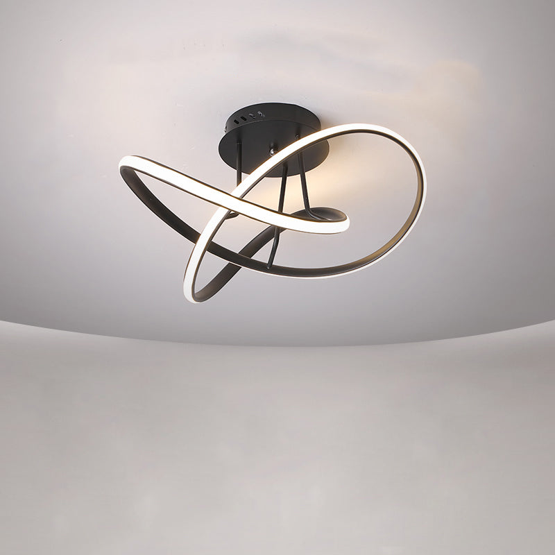 Luz semi empotrada trenzada metálica, LED nórdico negro/blanco/café, iluminación cerca del techo para dormitorio