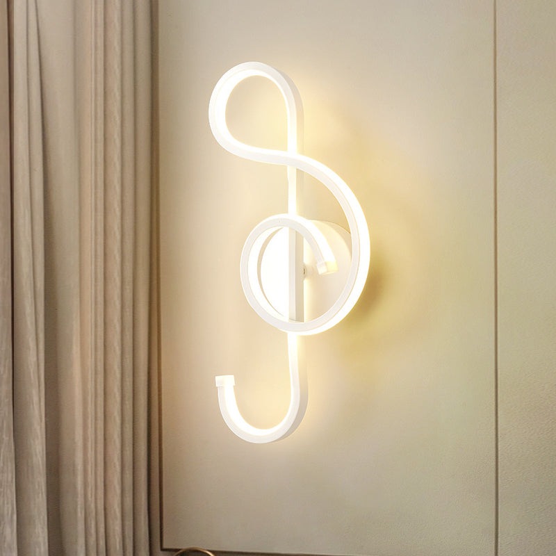 Iron Musical Note Wall Mounted Lamp Modernist Black/White LED Surface Wall Sconce in Warm/White Light