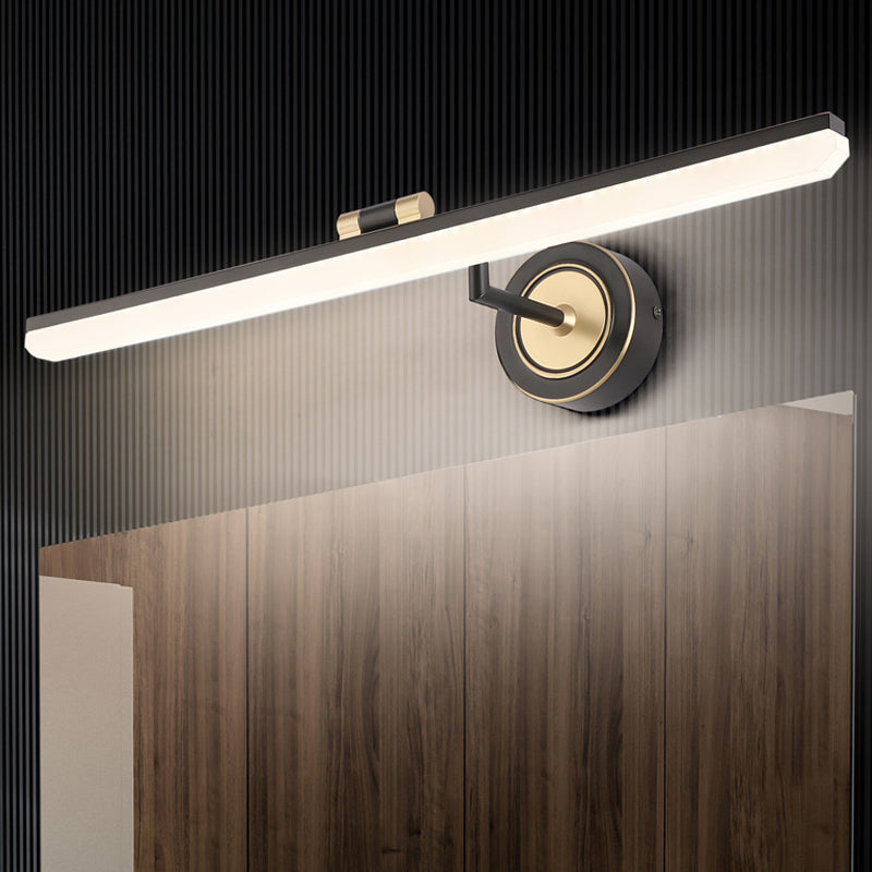 Linear Bathroom Vanity Light Fixture Metal LED Minimalist Wall Lighting Ideas in Black/Gold